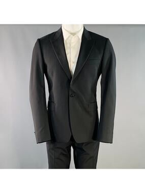 PAUL SMITH Size 40 Black Wool Mohair Peak Lapel Single Button Tuxedo